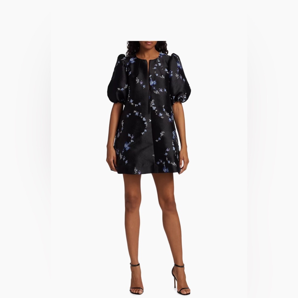 Ganni
Puff-Sleeve Floral Jacquard Minidress